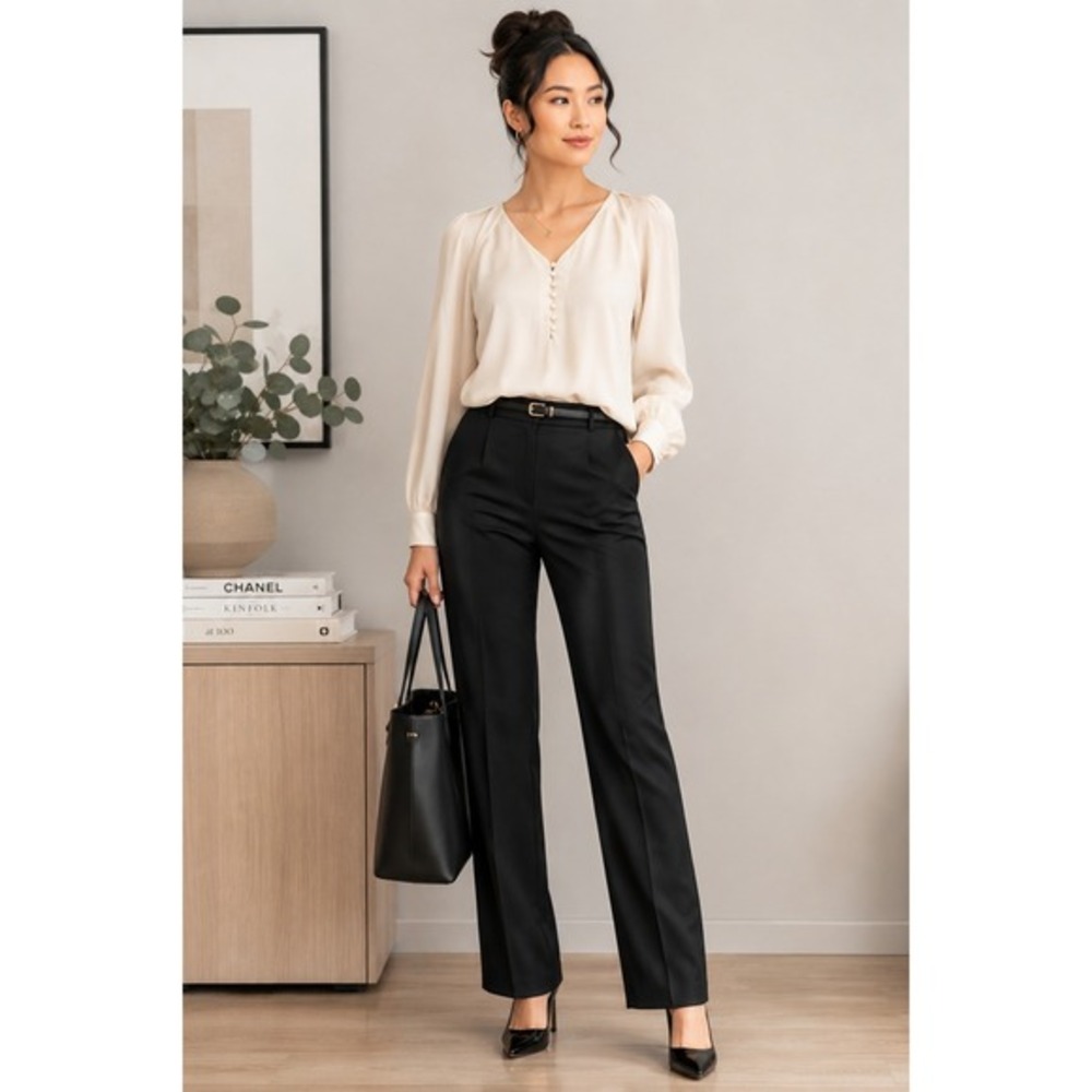 Women's V-Neck Crepe Blouse by Philosophy Oyster White Size‎ L